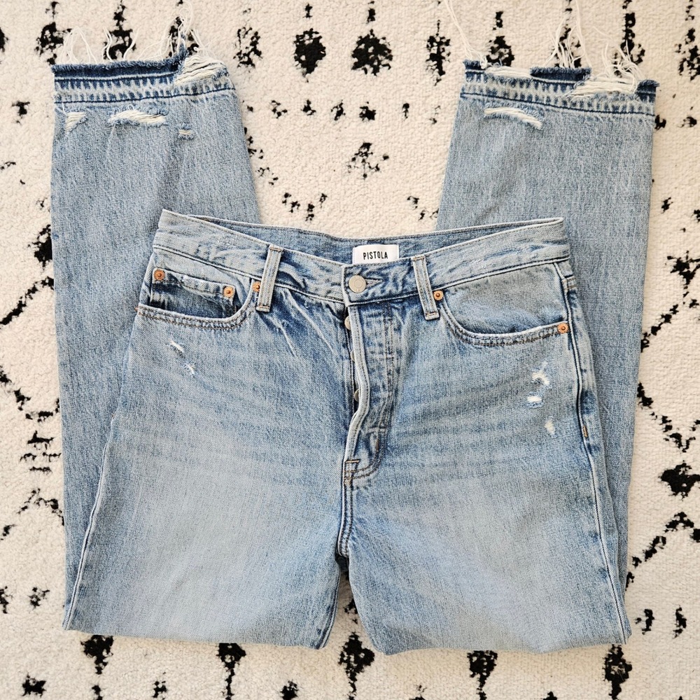 Pistola Charlie High-Rise Classic Straight Distressed Jeans 28 - Picture 3 of 13
